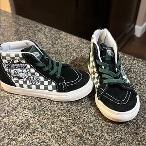 Vans Kids High-Top Sneakers with Green and Black Checkered Design